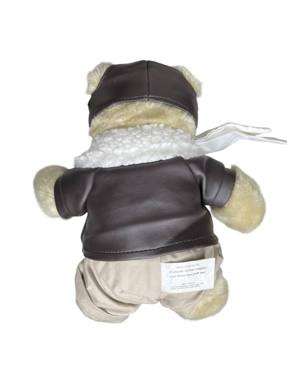 Starbucks Beige and Brown Pilot Bear Plush with Leather Jacket - Picture 5 of 8